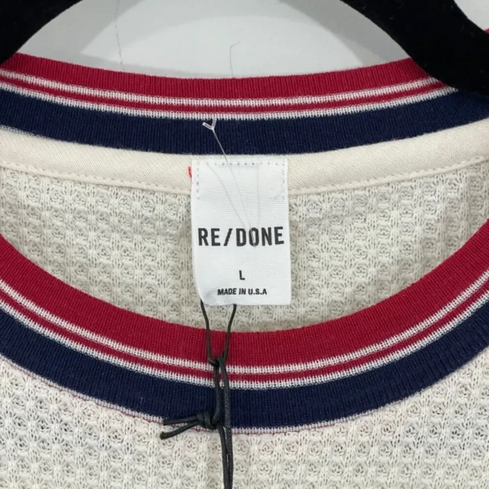 NWT RE/DONE Long Sleeve‎ Thermal Pocket Tee in Vintage White Size LARGE REDONE